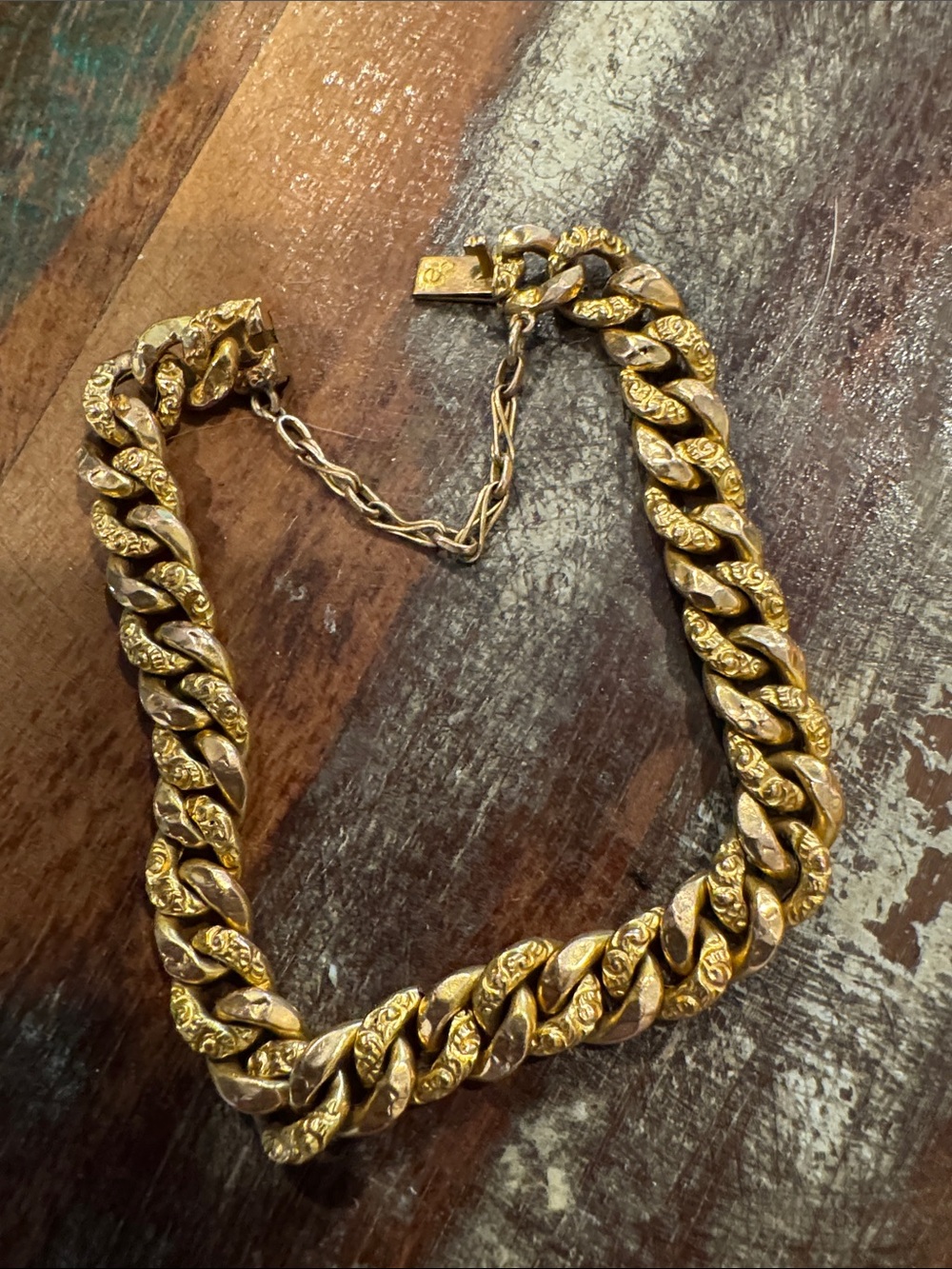 Gold plated hollow and light Engraved Cuban Link Bracelet